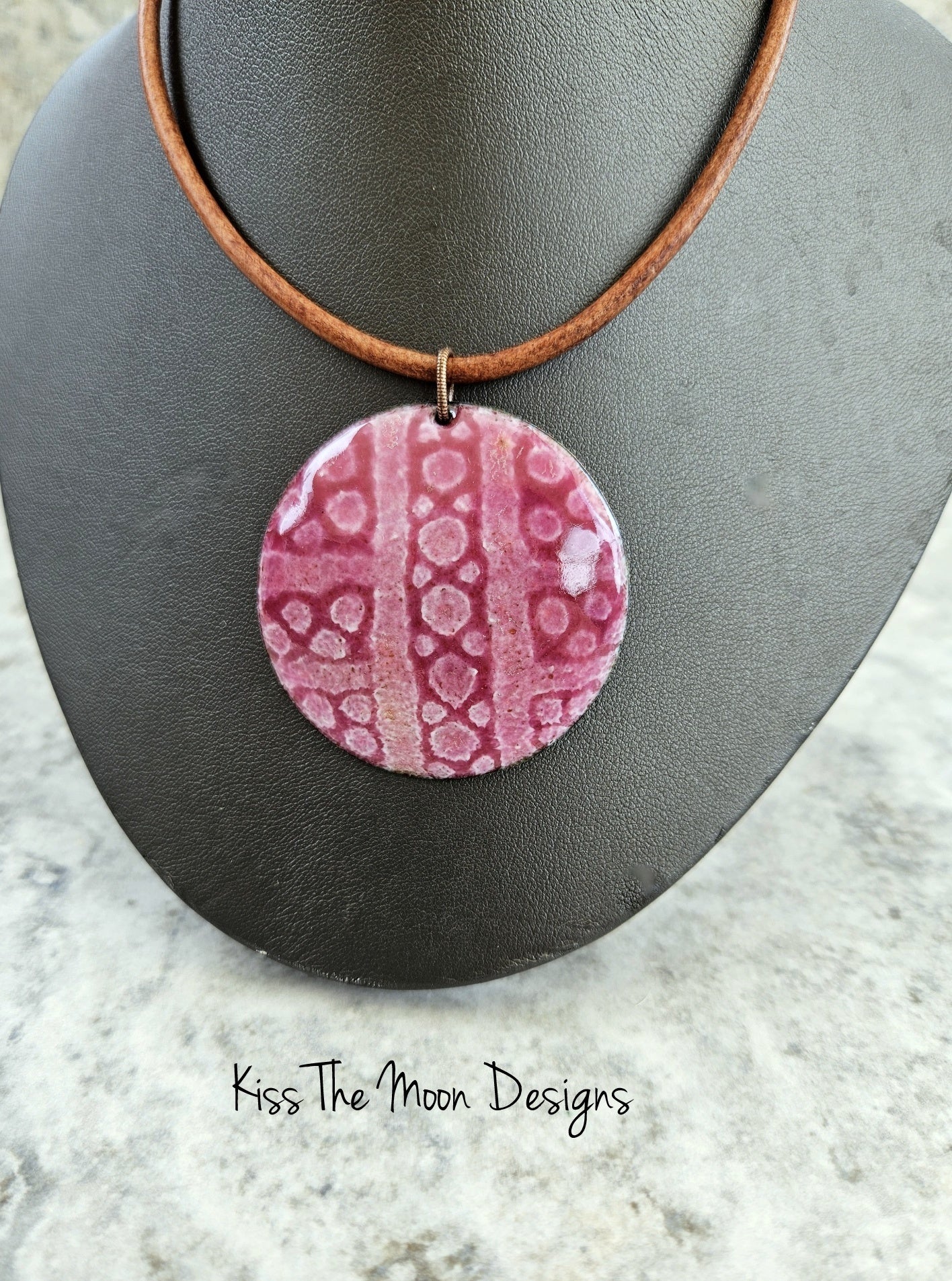 Pink Enameled Necklace Earring Set