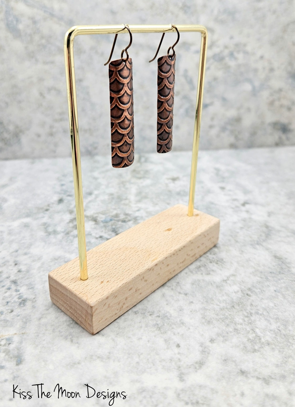 Dragon Scale Rectangle Copper Earrings