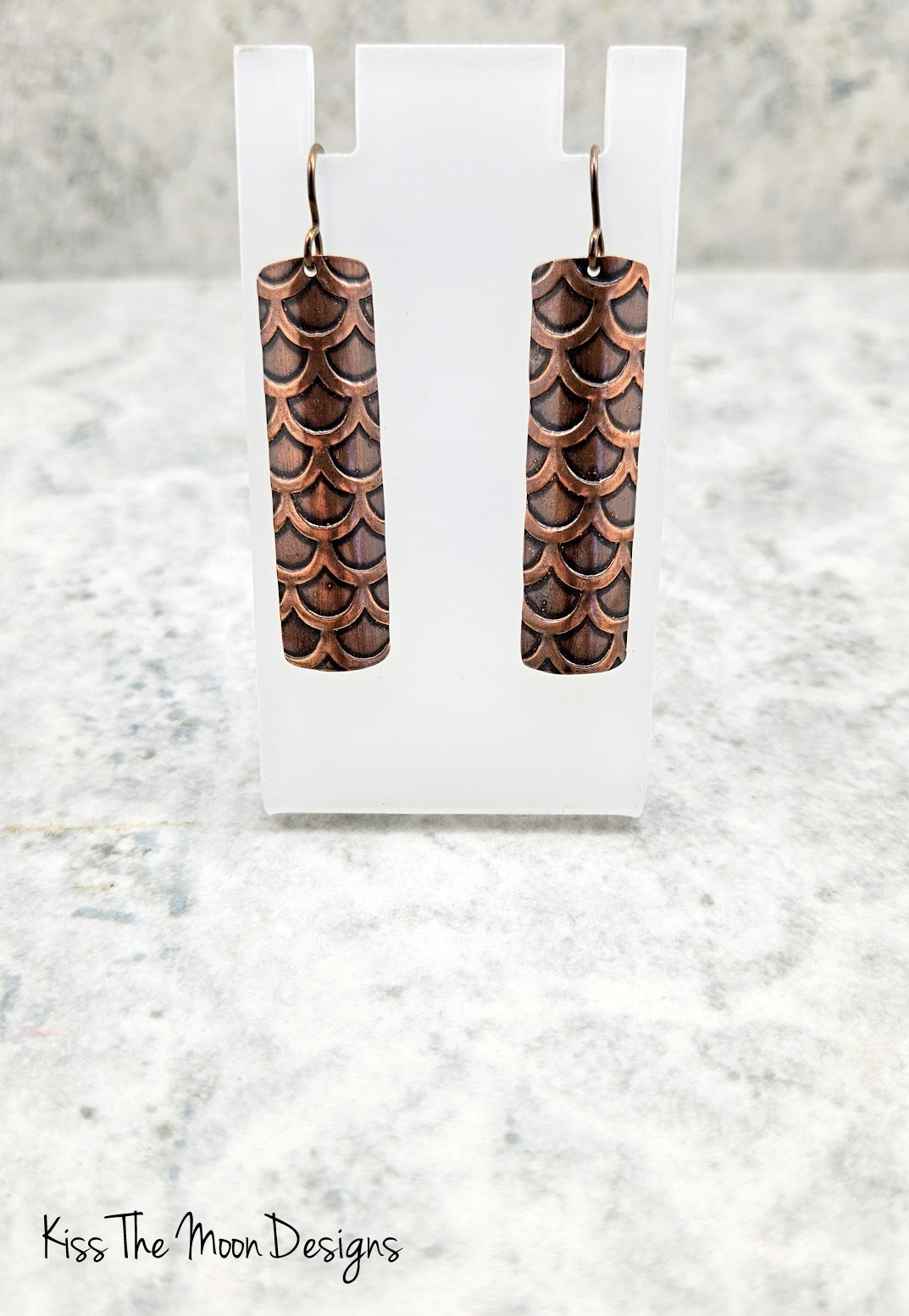 Dragon Scale Rectangle Copper Earrings