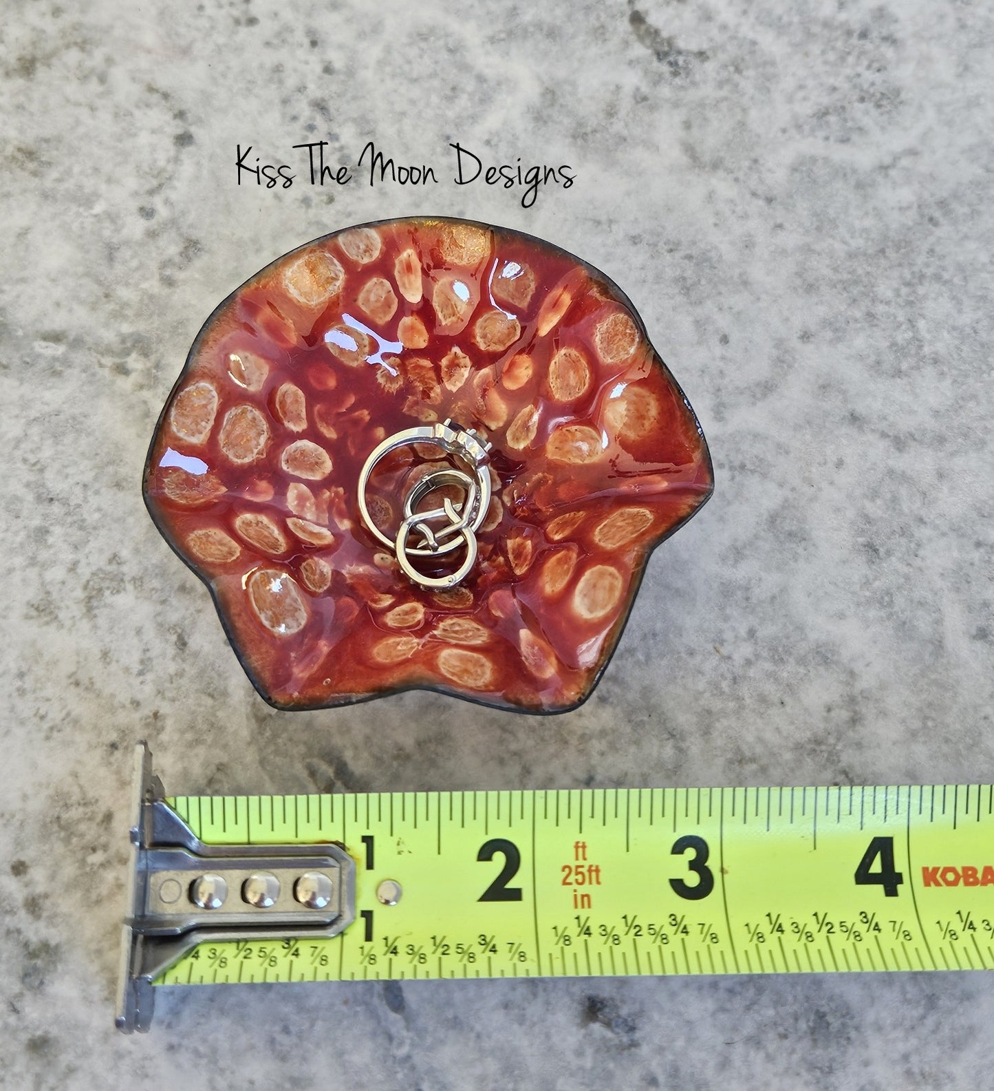 Victorian Red Enameled Wavy Trinket Dish