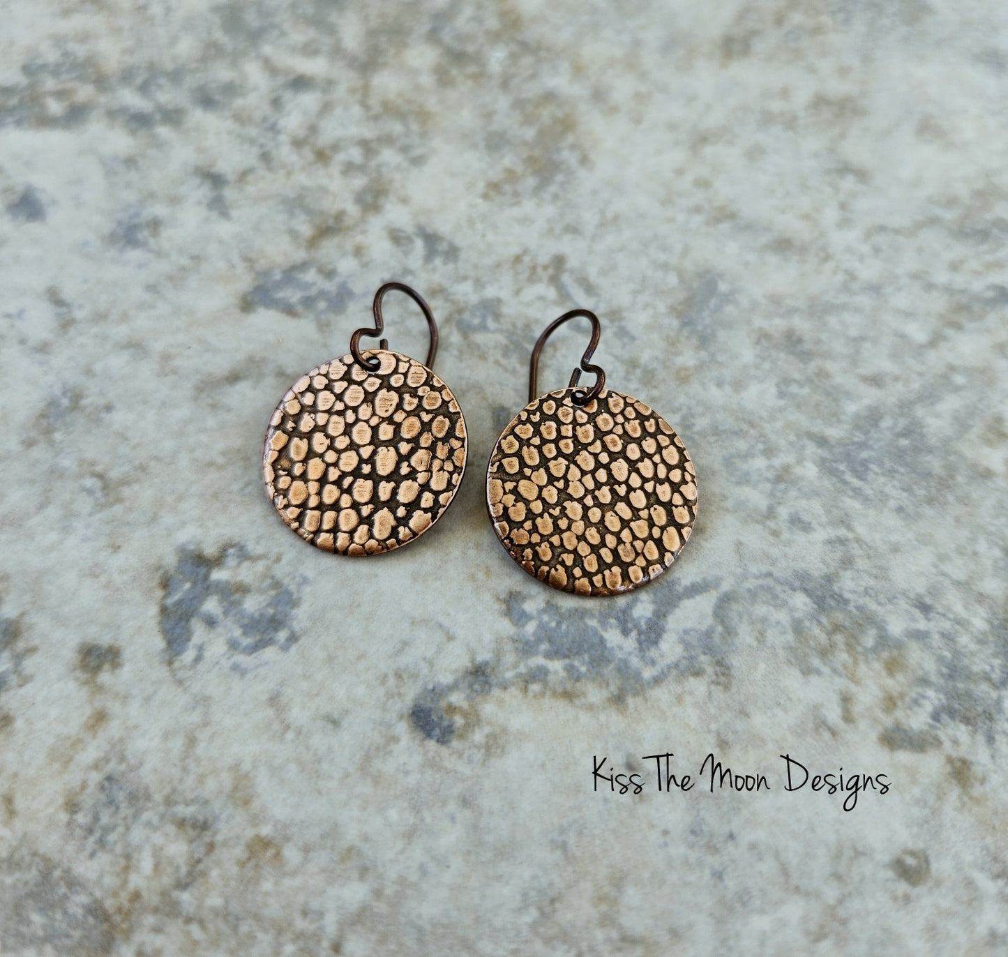 Reptile Skin Patterned Circle Earrings