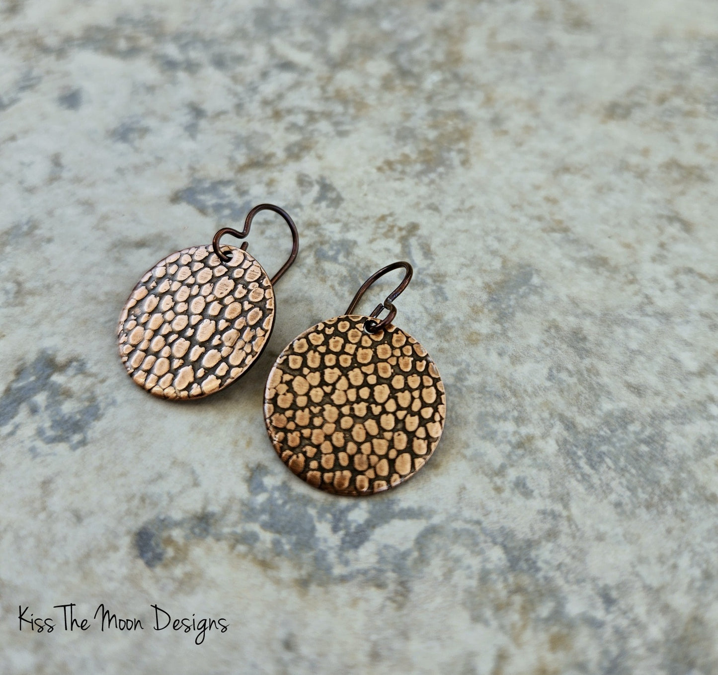 Reptile Skin Patterned Circle Earrings