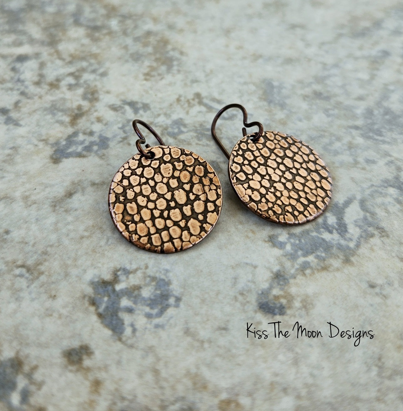 Reptile Skin Patterned Circle Earrings