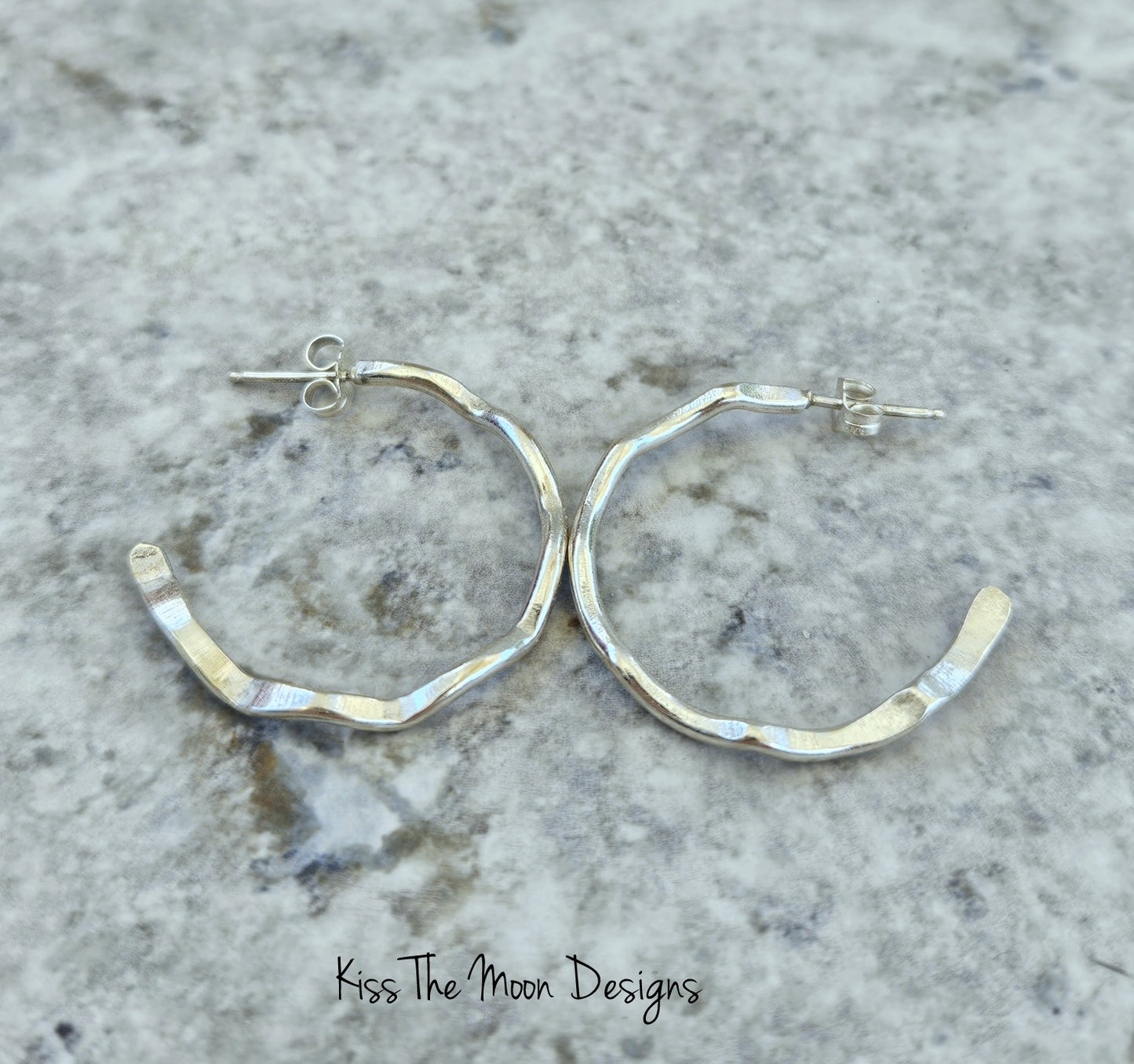 Sterling Silver Wavy Hoops- short