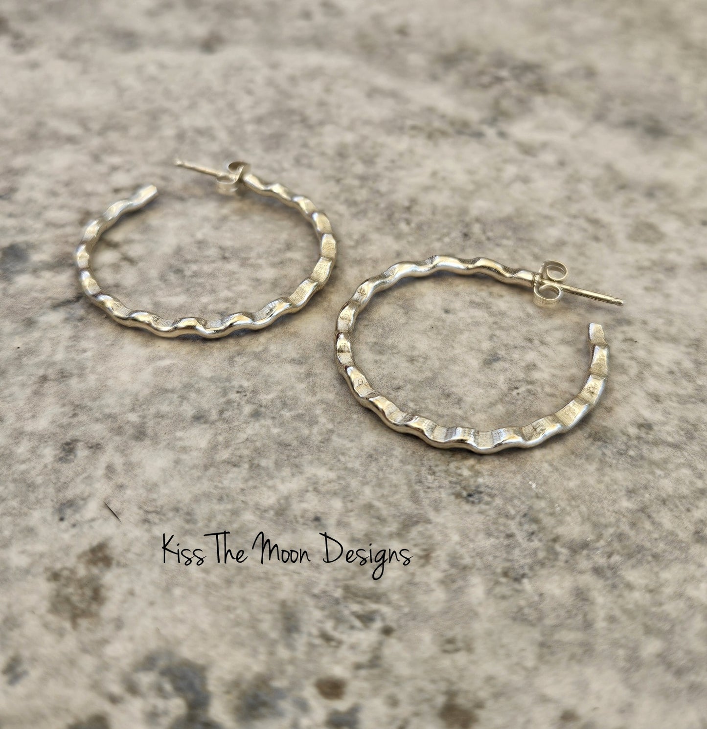 Sterling Silver Small Waves Hoop Earrings