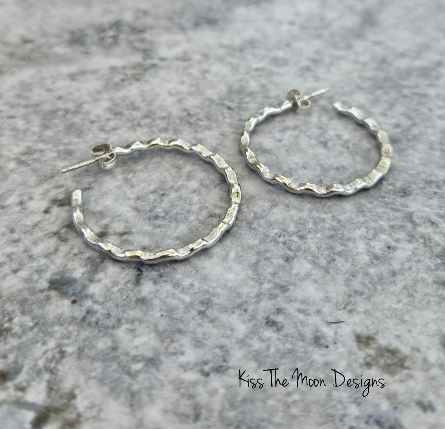 Sterling Silver Small Waves Hoop Earrings