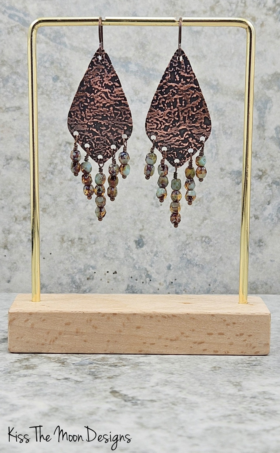 Textured Multi Dangle Copper Earrings