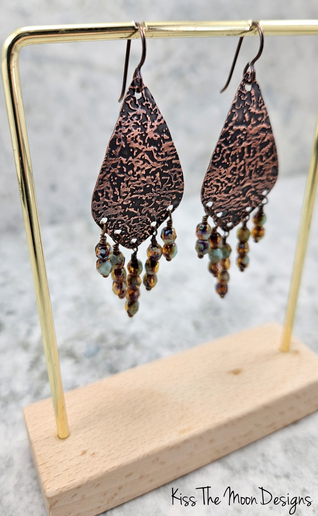 Textured Multi Dangle Copper Earrings