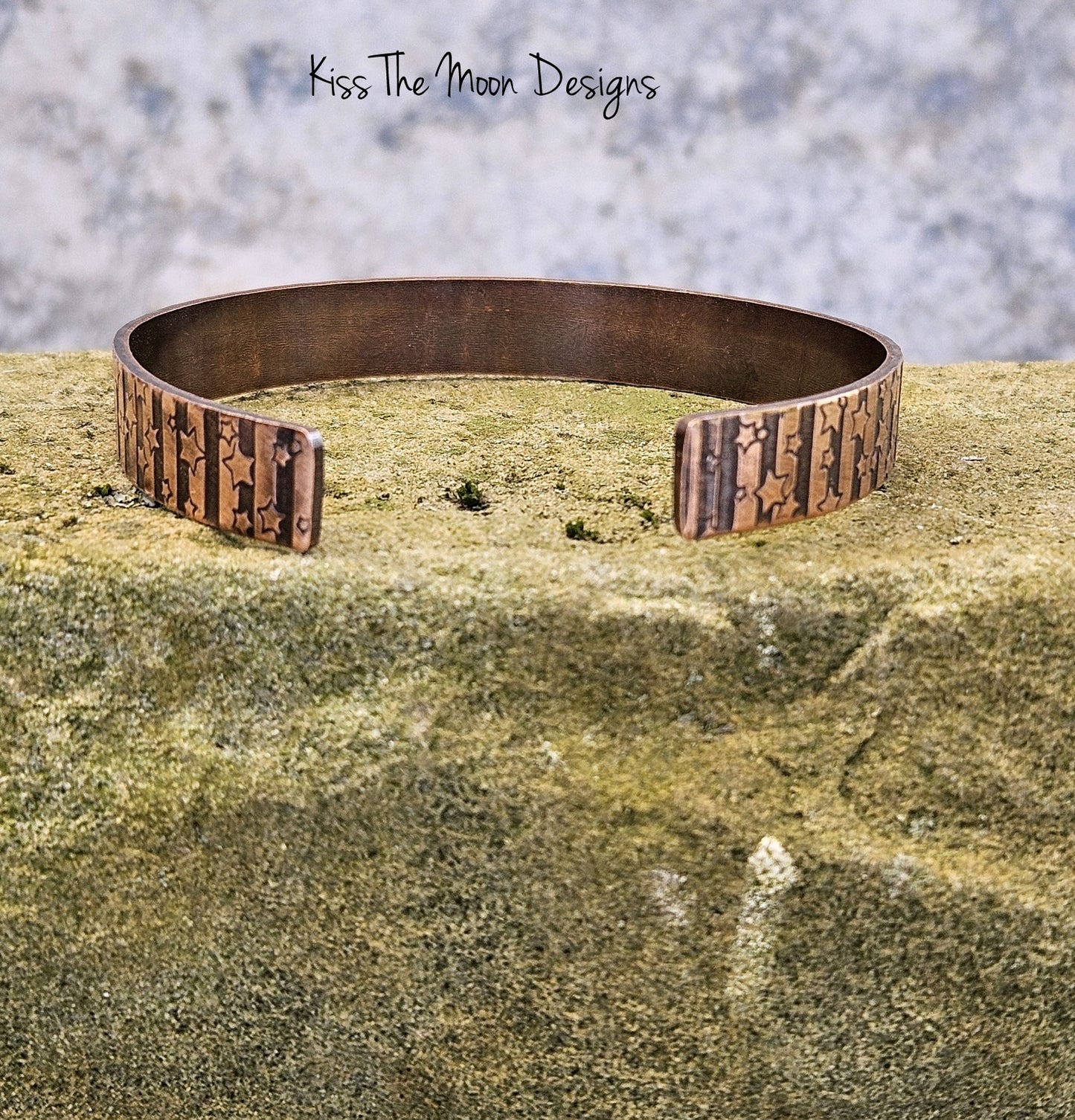 Patterned Copper Bracelet- Stars and Stripes