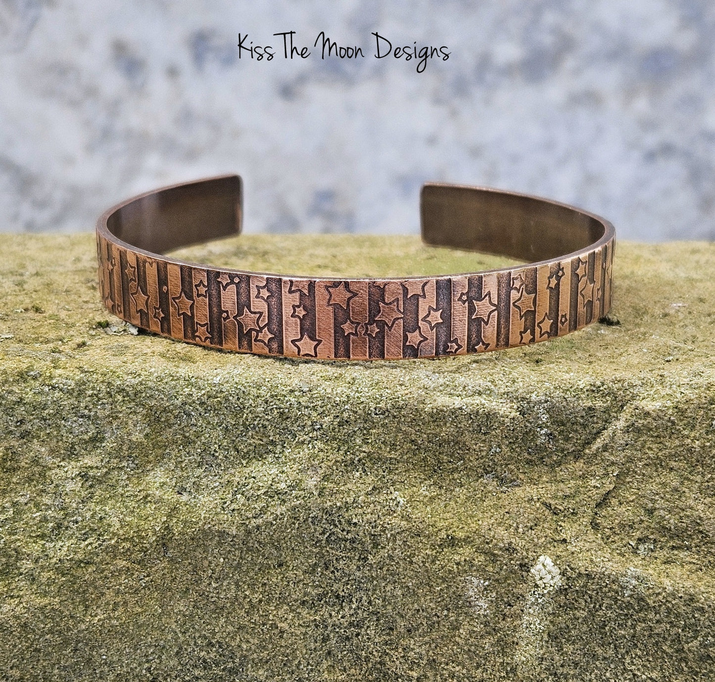 Patterned Copper Bracelet- Stars and Stripes