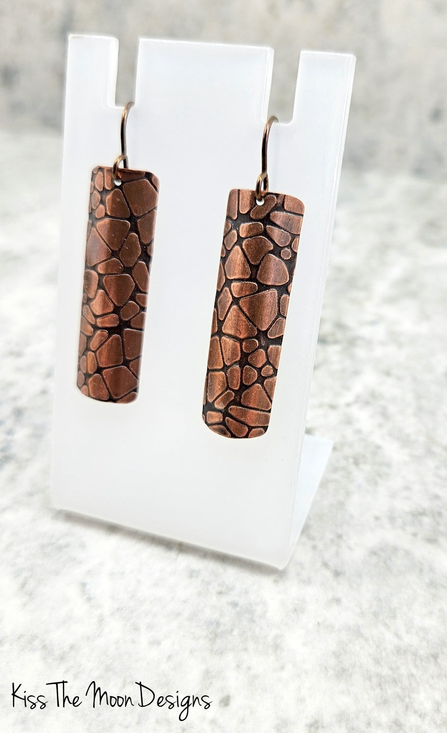 Tortoise Shell Copper Rectangle Earrings