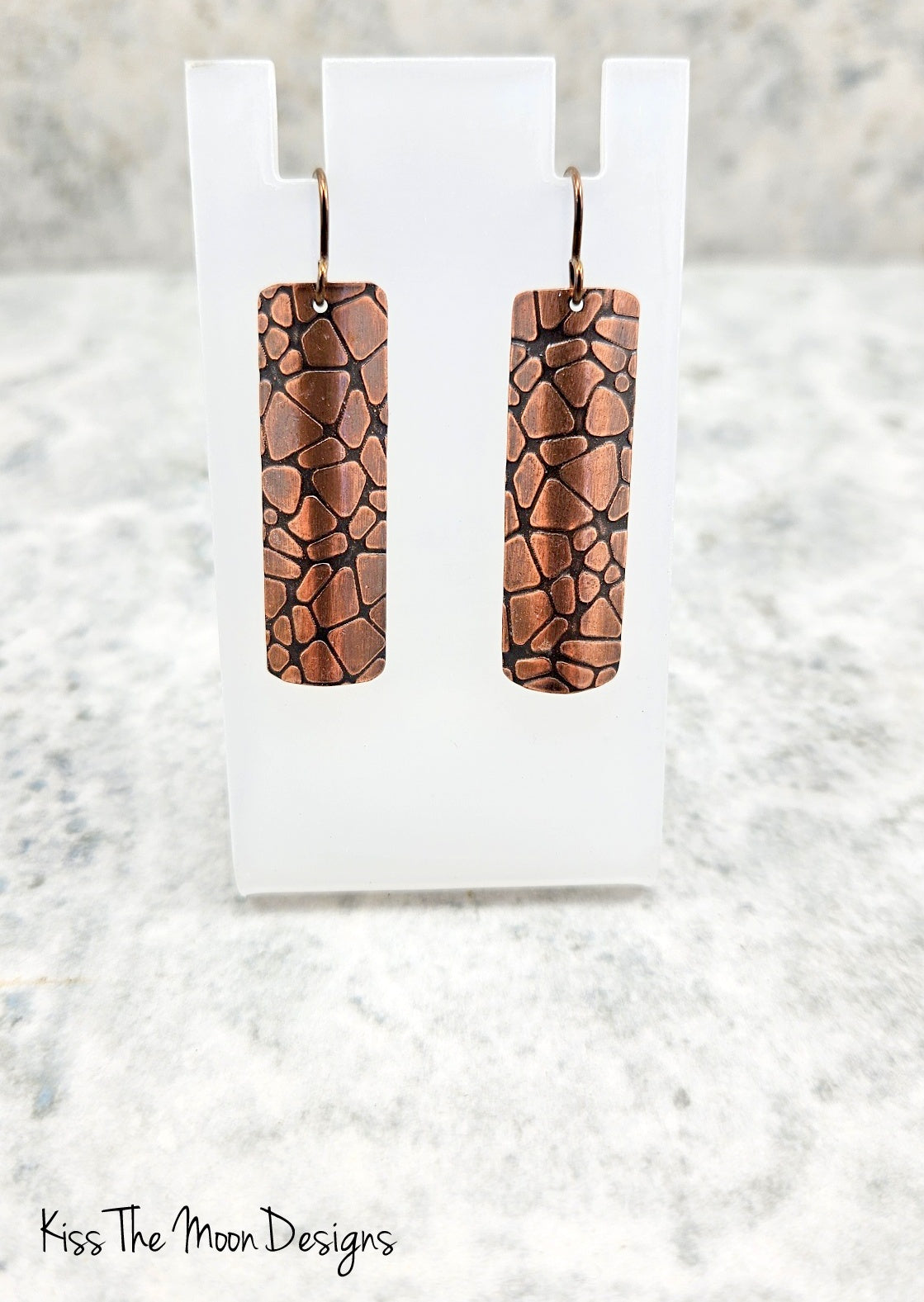 Tortoise Shell Copper Rectangle Earrings