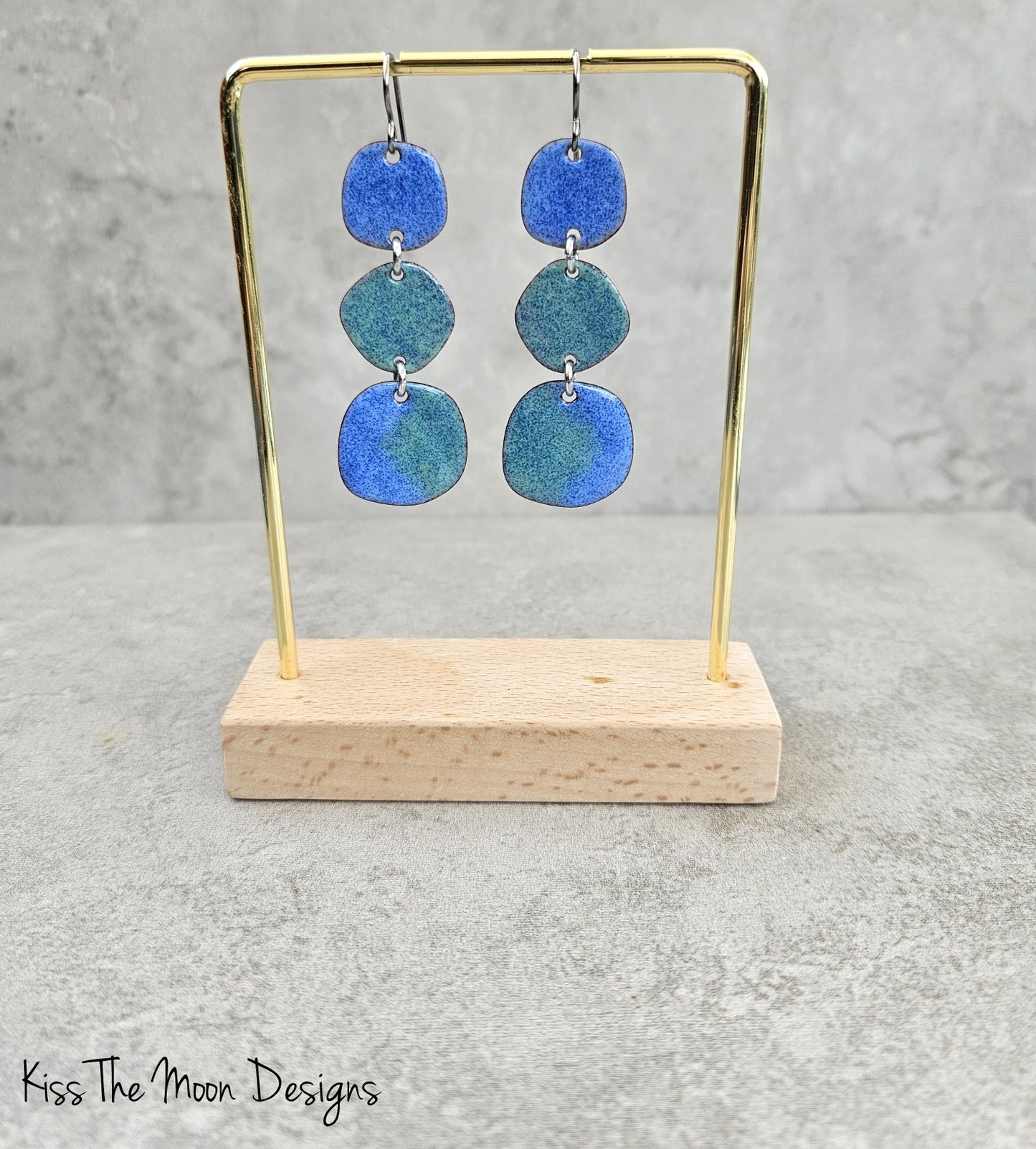 Triple Drop Enameled Earrings