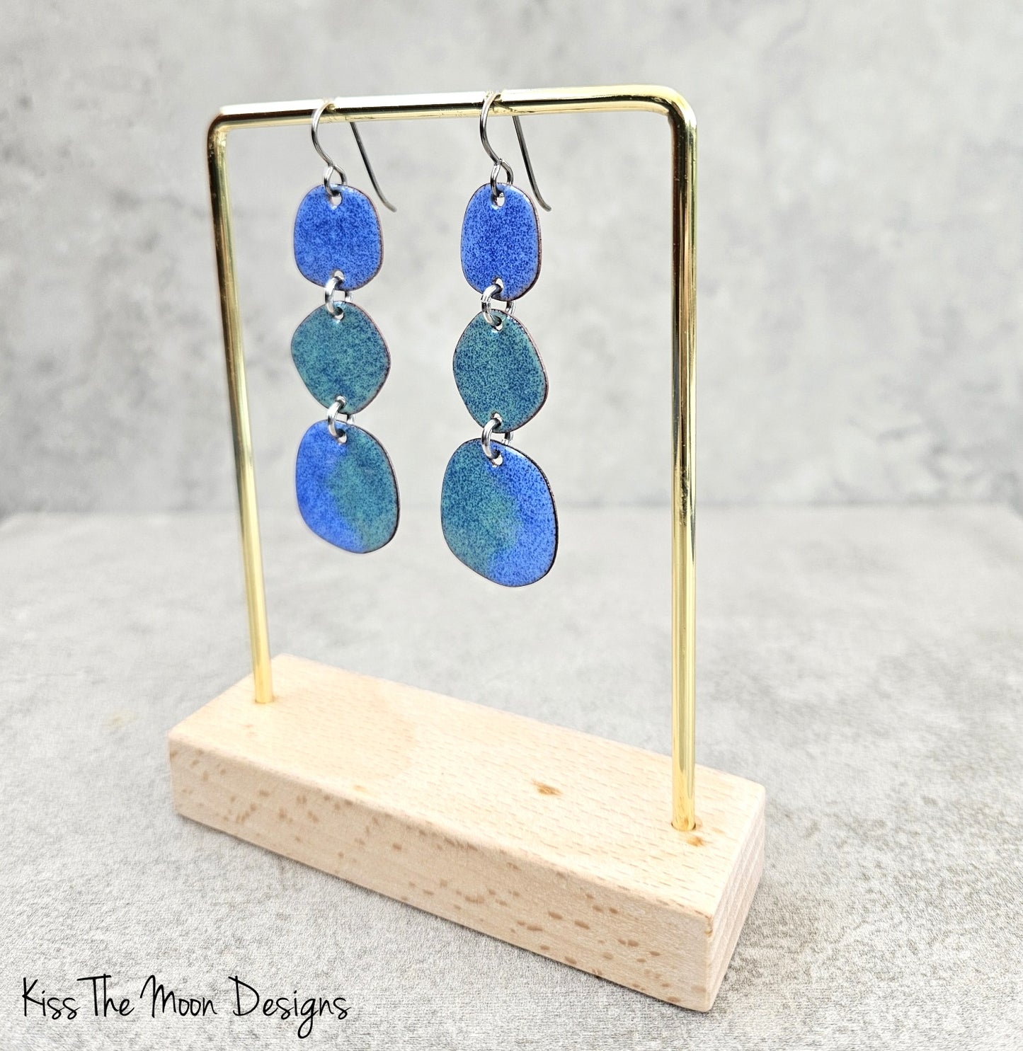 Triple Drop Enameled Earrings