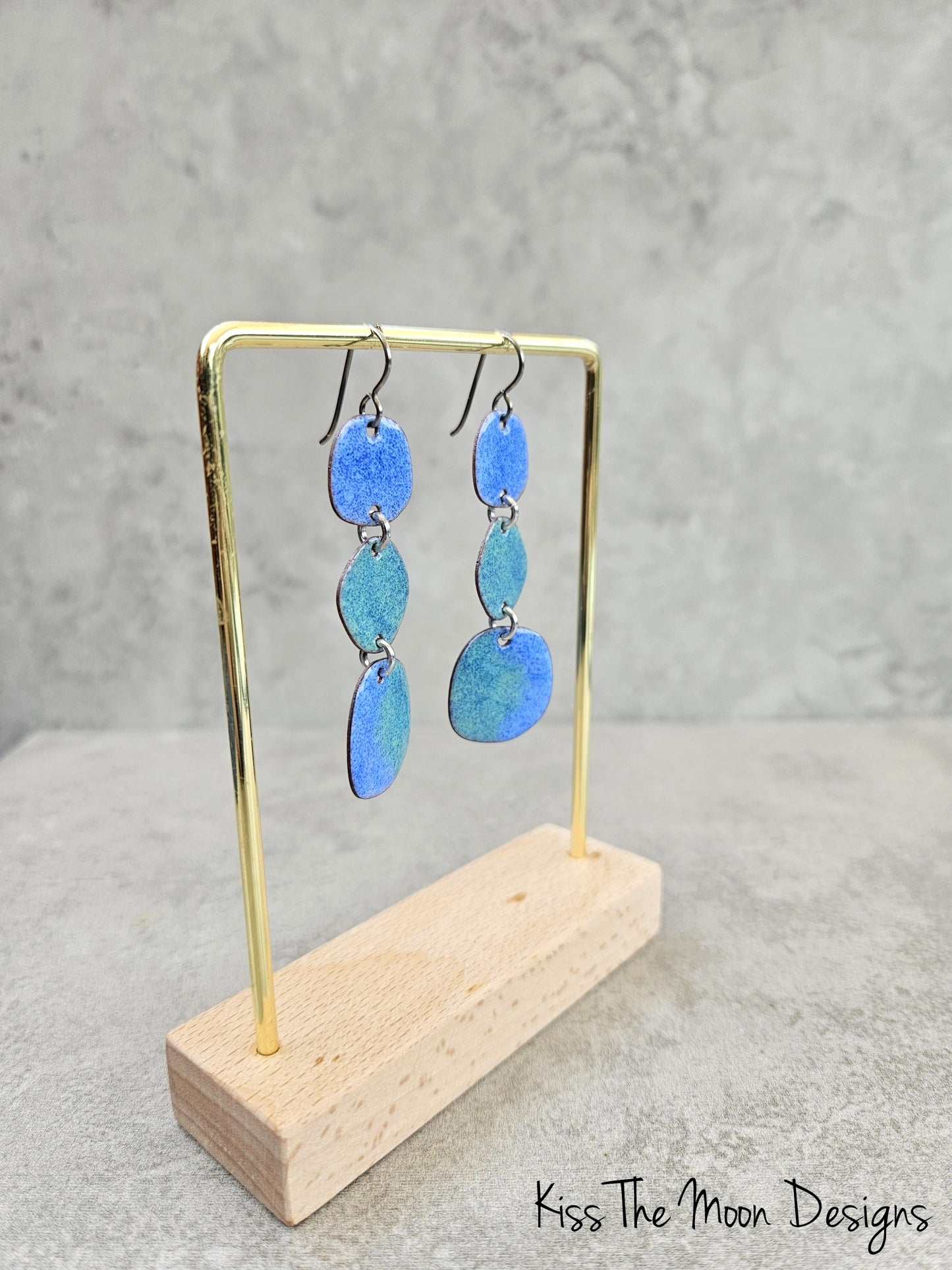 Triple Drop Enameled Earrings