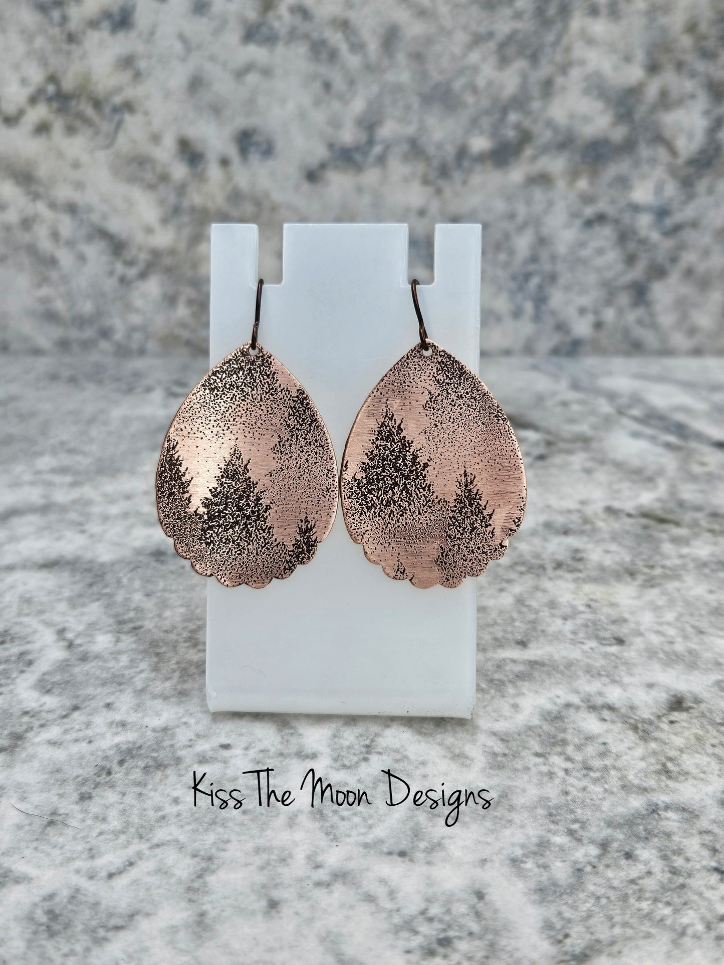 Whispering Pines Scalloped Edge Copper Earrings