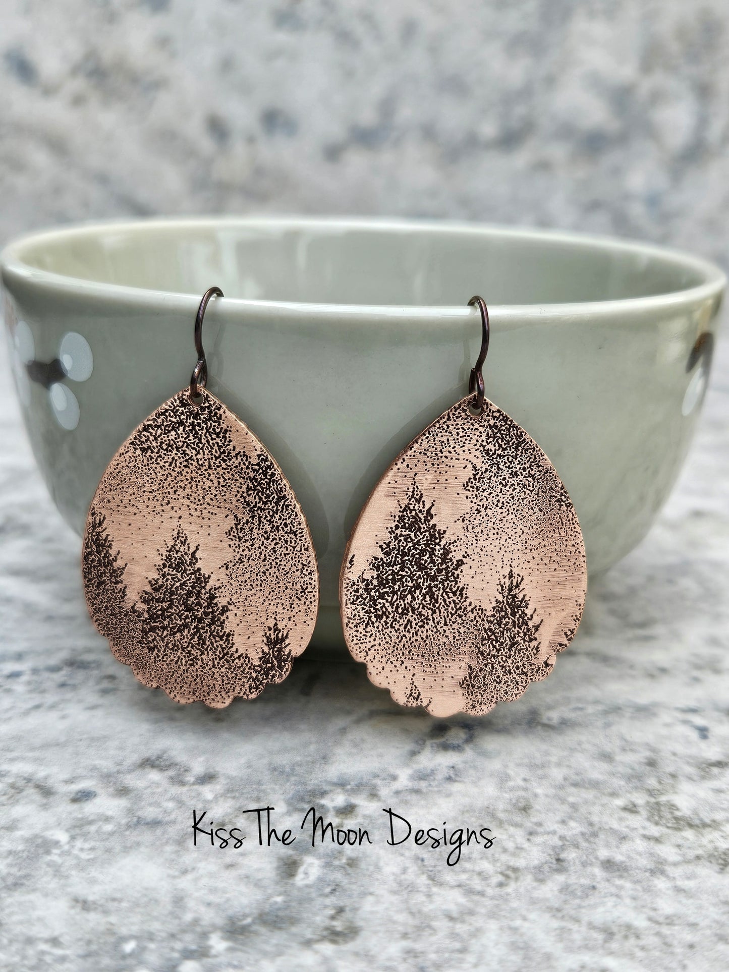 Whispering Pines Scalloped Edge Copper Earrings