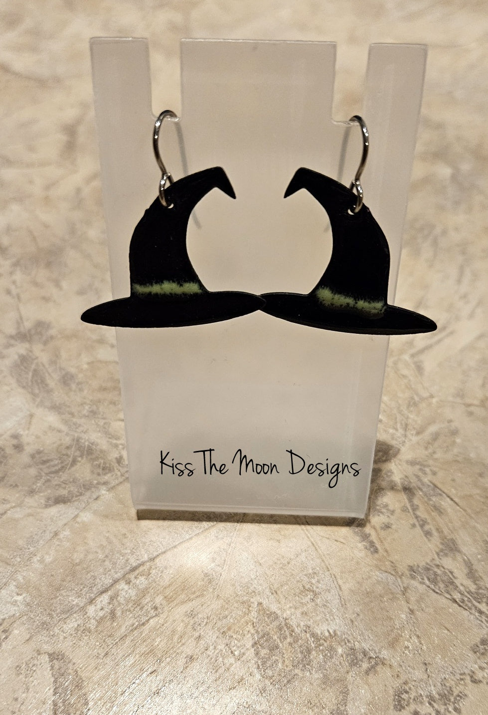 Witch Hat Enameled Earrings- green