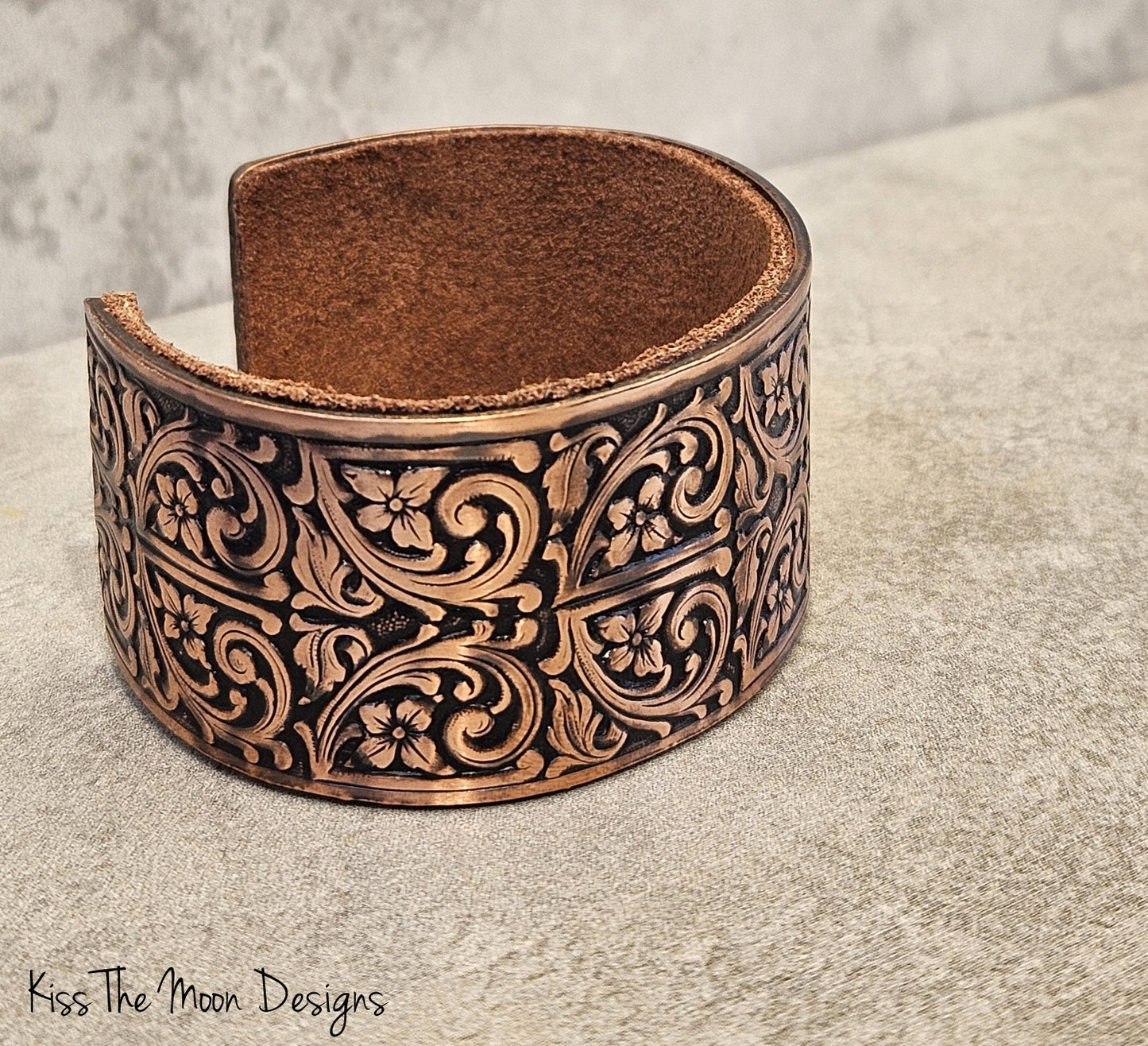 Wide Floral Copper Cuff