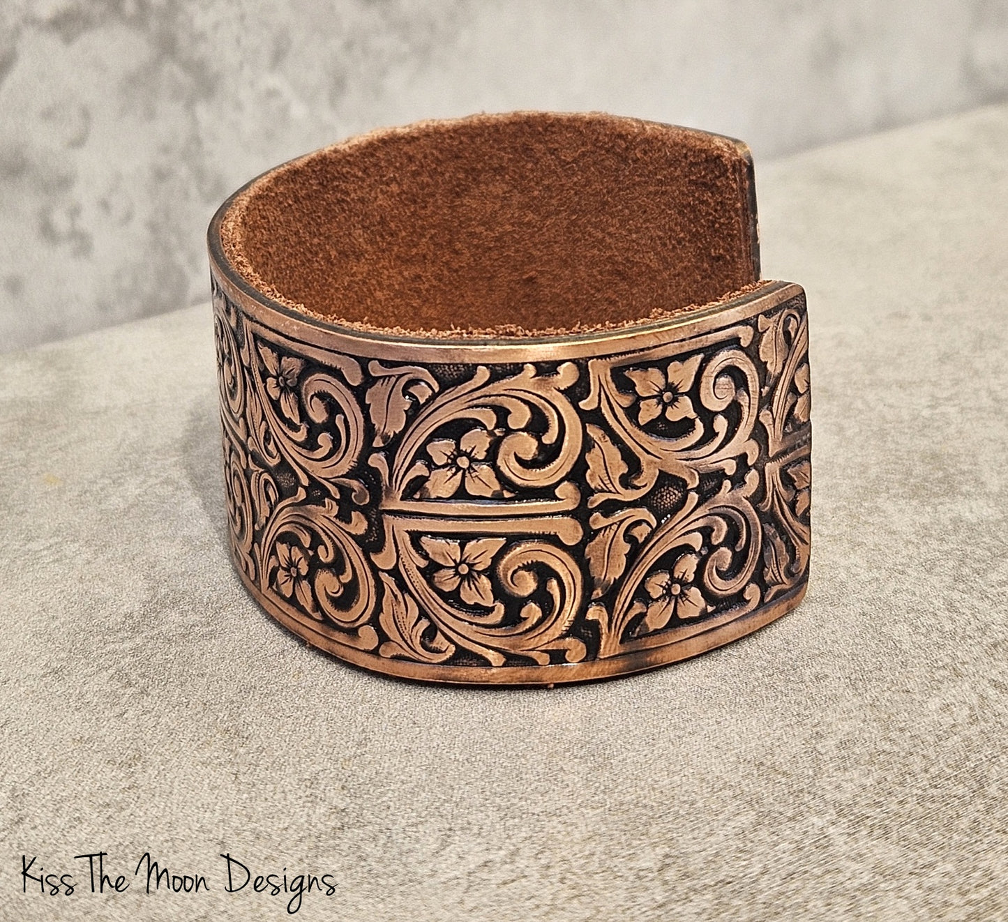 Wide Floral Copper Cuff