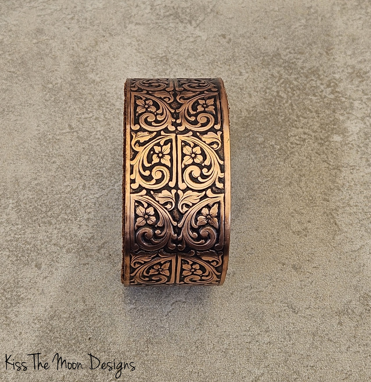 Wide Floral Copper Cuff