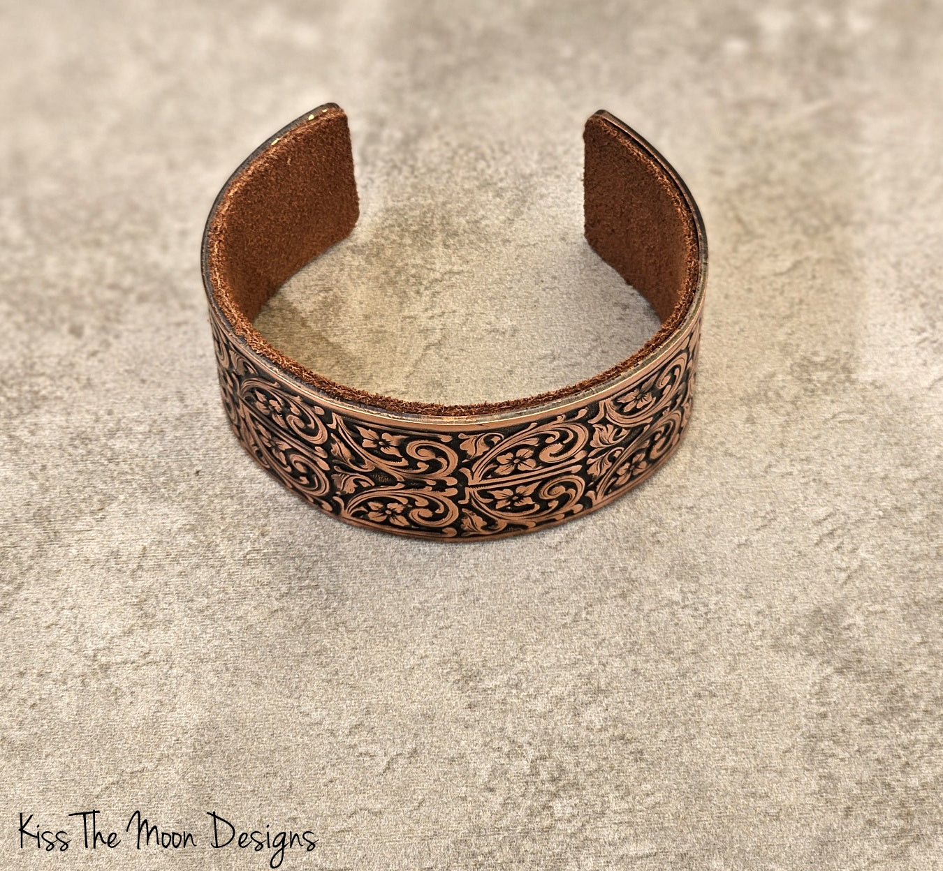 Wide Floral Copper Cuff