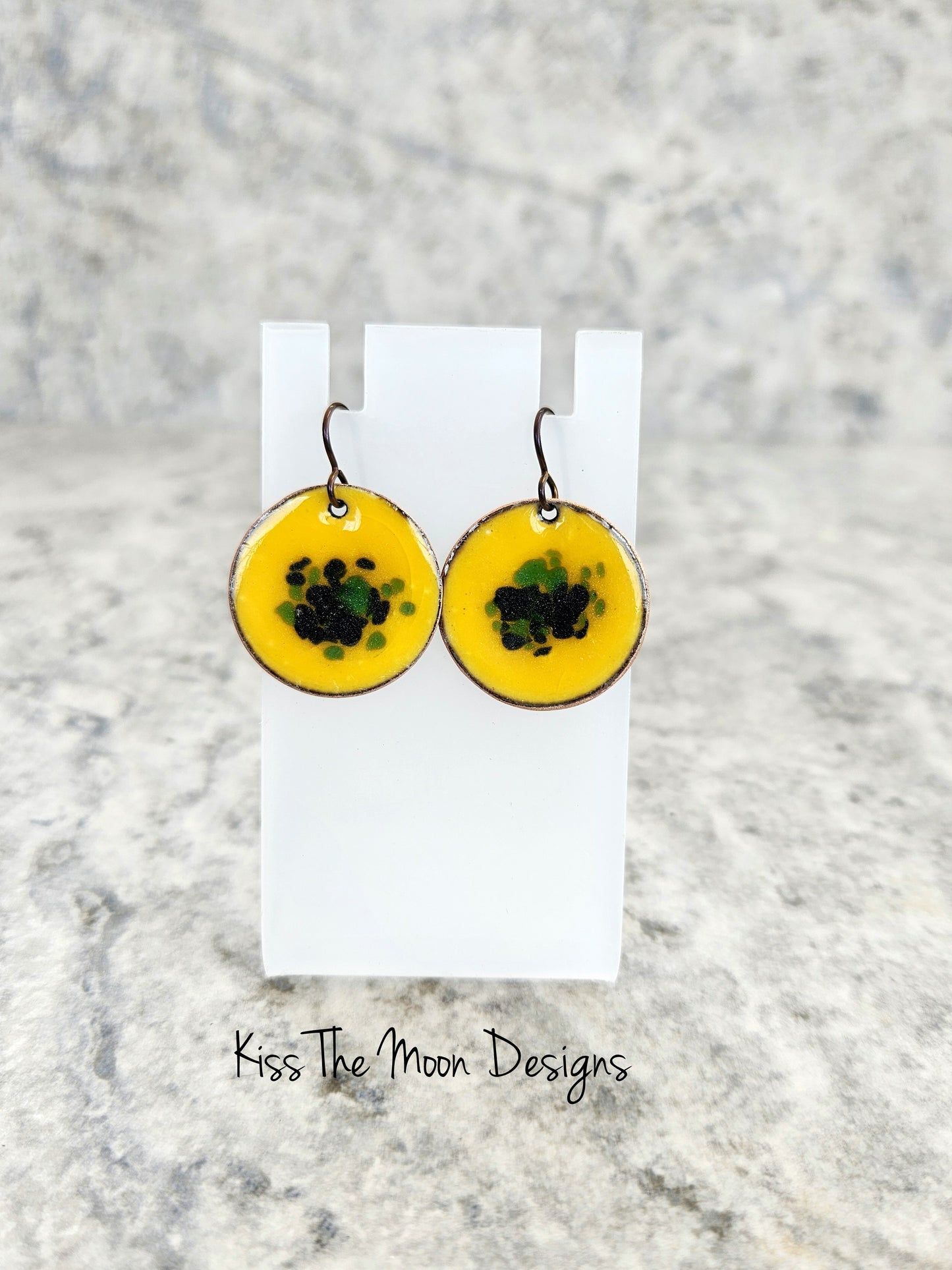 Yellow Enameled Coin Earrings